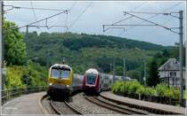 Zugbegegnung vor dramatischer Kulisse am 22.06.09 in Drauffelt. (Jeanny)