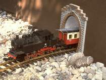 BR 080 (M�rklin Spur1) verl�sst gerade den Haustunnel