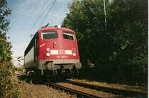 110 289 trug den Namen  Michel  im September 2005 mu�te die Lok, nachdem Sie einen Nachtzug nach Binz gebracht hatte, umsetzen.Aufgenommen am Streckenende in Binz.