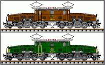 Zwei  Krokodile , mit Paintbrush von mir gezeichnet (aus der Vergr��erung dreier aneinandergereihter, auch selbstgezeichneter 32x32-Icons)