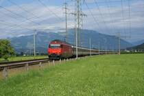 Re 460 048-2 befindet sich am 9.7.09 mit dem IR 1786 in der N�he von Siebnen.