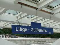 Alles ist im neuen Bahnhof von Li�ge-Guillemins noch nicht fertig, aber zwischenzeitlich erf�llen auch einfache Mittel den Zweck. Hoffentlich erinnert man sich auch beizeiten, dass hier noch etwas ausgebessert werden muss. Aufgenommen am 12/07/2009.