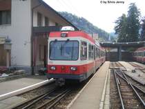 Bt 119 der Waldenburgerbahn am 24.6.09 in Waldenburg, er wird gleich seine Reise als Regio 3155 nach Liestal unter die R�der nehmen.