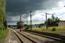 Weltuntergang am 20.06.09 in Wernshausen/Thr. Hier die Ausfahrtssignale Richtung Breitungen/Eisenach