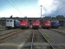 Einheitslok Parade im BW Stuttgart Rosenstein am 25. Juli 2009. Von l. n. r.:  139 312-3, 110 484-3, 111 082-4, 110 418-1 und 110 228-4. Besten Dank an die IG Einheitslokomotiven e.V, die diese Veranstaltung organisiert haben.