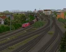 Eine BR 152 mit G�terzug nach Bremen Stahlwerke verl�sst den Nienburger Bahnhof auf meiner Gro�anlage  Nienburg (Weser)  nach realem Vorbild.