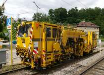 Gleisstopfmaschine Plassermatic 08-275 ZW der Firma Leonhard Weiss an der Stadtbahnhaltestelle M�nster-Kraftwerk der Linie U 14 der SSB-AG. Foto vom 25. Juli 2009.
