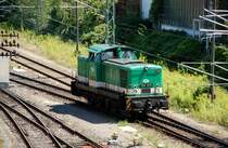 106 010 der ITL f�hrt am 27.07.09 im Rbf Dresden-Friedrichstadt zum Containerumschlagsplatz.
