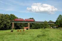 VT 98 am 26.07.2009 auf der Br�cke vor F�rstenzell