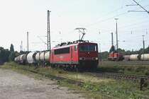 155 183-7 mit einem gemischten G�terzug,bei der Einfahrt in den Seelzer Rbf. am 05.08.2009