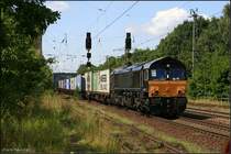 ERS 6617 (geleast von MRCE, ohne Beschriftungen, Neulack) mit Containerzug Richtung Genshagener Heide (Saarmund, 05.08.2009)