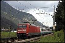 Das M�rklinvorbild 101 104 (9180 6101 104-8 D-DB) hat am Morgen des 31.07.2009 die Aufgabe den EC 85  Michelangelo , M�nchen Hbf - Rimini, zum Brenner zu bringen.
