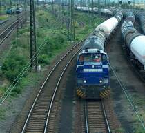 InfraLeuna 207 bei der Fahrt von Gro�korbetha Rbf in die Leuna Werke; 08.08.2009