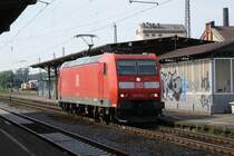 185 079-1 fuhr als Lokzug am 15.08.2009 durch den Bahnhof Elze(Han) in Richtung Norden.