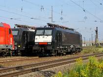 189 204 von MRCE wartet am 15.8.2009 in Gro�korbetha auf neue Aufgaben.