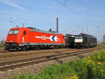 185 630-1 der HGK sowie 189 911 der CTL und 189 204 von MRCE am 15.8.2009 in Gro�korbetha