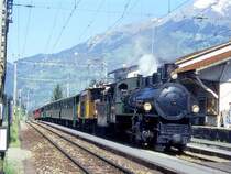 RhB Dampfextrazug f�r den Verein der Dampffreunde der RhB 3031 von Landquart nach Davos-Platz vom 10.05.1998 Einfahrt Schiers mit Dampflok G 4/5 108 - Ge 6/6I 414 - B 2247 - B 2246 - B 2245 - D� 4052I - B� 2060 - A� 1102 - B 2305 - B 2301.