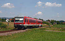 Am 13. Juni 2009 f�hrt der Ludwigshafener 628 609 als RB 18220 von F�rth (Odenwald) nach Weinheim (Bergstra�e). Die Aufnahme entstand zwischen L�rzenbach-Fahrenbach und Rimbach.