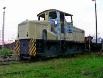 Kleindiesel ohne eigene F��e in der Aufarbeitung,
vermutlich mal Mainische Feldbahn, 28.07.2008 in Schwerte