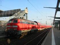 Die 218-424 schiebt die RB von Mainz �ber Alzey in Wormser Abstellbereich.