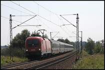 1116 112 darf den EC 188  GARDA , Verona Porta Nuova - M�nchen Hbf, in die Bayerische Landeshauptstadt bespannen. Fr�her lief der EC 80/81 mit dem Namen  Garda  und verband M�nchen mit Mailand.