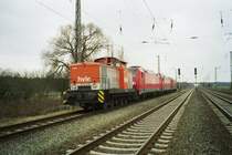 V 60.6 der HVLE in Berlin-Sch�nwalde mit 146 245,146 246 und 146 247 im Januar 2008