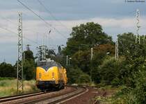  V 270 006 mit einem Bauzug Gru� an das Personal -> Norden  am km 59,9 12.8.09
