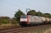 E 189 093 Veolia am Abend des 20.09.2009 kurz vor �berquerung des Mittellandkanals bei Peine