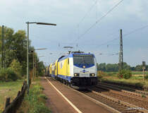 146 535-0 f�hrt am 26.09.09 mit dem MEr 36519 Hamburg-Harburg - L�neburg in den Bahnhof von Ashausen ein.