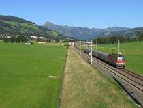 1144 219 ist unterwegs mit eine REX-zug zwischen Kitzb�hel und W�rgl bei Schleicherbach am 23-8-2008. 