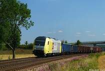 Am 05.08.2009 zieht ER 20 007 den Schrottzug aus K�nitz in Richtung Hof um ihn dann weiter nach Cheb (CZ) zu bringen. Aufgenommen in Kornbach (Vogtl.)