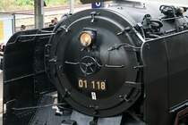 01 118 zu Besuch beim G�ppinger Modellbahntreff am 20.09.2009. Hier eine Detailaufnahme des Kessels von vorne.