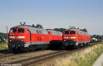 217 015-7+217 003-3 neben 217 012-4+217 018-1 in T��ling am 17.07.07.