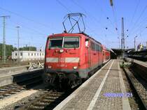 9180 6 111 035-2 D-DB am RegionalExpress in Richtung M�nchen Hbf hier bei der Ausfahrt in Augsburg Hbf(21.07.2009).