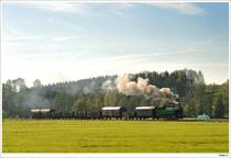 �GEG-Dampflok WTK4 (ex. �BB 392.2530) f�hrt auf der Museumsstrecke von Timelkam nach Ampflwang. 4.10.2009.