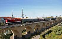 Auf dem Weg zum Eisenbahnfest nach Weimar sind am 09.10.2009 Zuglok 112 565-7 der Press mit Bomz-Wagen des TEV, Lok 207(Ex BR 118)der MEG sowie drei Wagen des EMBB-Leipzig mit Schlu�lok 52 8154-8. Hier im Bild festgehalten auf dem Wahrener Viadukt in Leipzig.