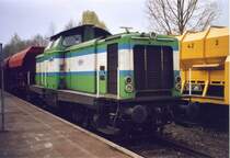 Unisped Lok 41 mit Schotterwagenzug f�r die Weichenerneuerung in W�rzbach.