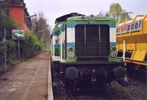 Unisped Lok 41 mit Schotterwagenzug f�r die Weichenerneuerung in W�rzbach.