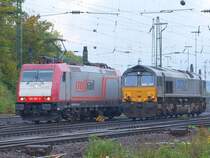Crossrail 185 597-2 und DLC PB19 tauschen ihre Z�ge. Die Crossrail kam und f�hrt wieder richtung K�ln, die Class66 kam und f�hrt nach Montzen.