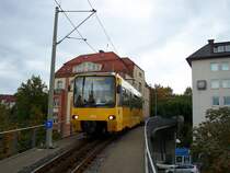 Zacke-Triebwagen 1003 der SSB f�hrt in die Haltestelle Marienplatz ein.
Aufgenommen am 11.10.2009