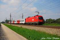 Den ganzen Tag auf Tour: 1116 143-7 mit REX 5916 Linz Hbf. - Passau Hbf.,Pasching (�sterreichurlaub 18.08.09)