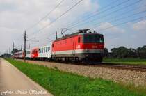 Auch ein  Alpenstaubsauger ,in diesem Sinne die 1144 202-9 mit REX 3015 Salzburg Hbf. - Linz Hbf. gabs vor die Linse,Pasching (�sterreichurlaub 18.08.09) 
