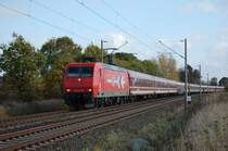 145 CL 015 HGK am Nachmittag des 25.10.2009 mit einem Sonderzug am Haken kurz vor �berquerung des Mittellandkanals bei Peine