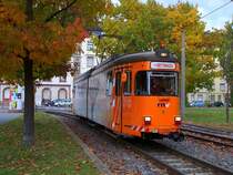 Der Arbeitswagen 1301 kurz vor der Haltestelle Marienkirche. Aufgenommen am 26.10.2009