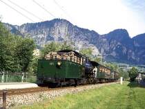 RhB Dampfextrazug f�r RH�TIAFEST 3872 von Chur nach Landquart vom 07.09.1996 in Landquart Ried mit Dampf-Lok G 4/5 107 Tender vorraus - B 2245 - D� 4052I - B 2246. 