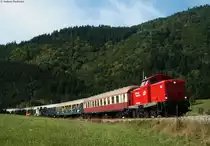 465 der AVG und V 360 02 der EMN (Zugschluss) mit dem DLr 31749 (Hausach-Alpirsbach) bei Halbmeil 9.9.09 Gru� an den Tf von der V60 