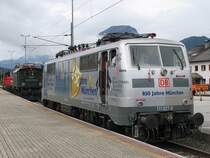 111 127-9 (DB) w�hrend 150 Jahre Eisenbahnen in Tirol/W�rgl auf W�rgl Hbf am 23-8-2008.