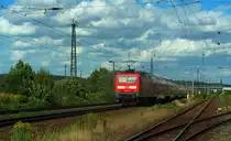 DB 143 139 mit der RB 16912 aus Saalfeld (Saale), bei der Einfahrt in Naumburg Hbf; 13.08.2008