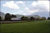 186 101 (9180 6186 101-2 D-Rpool) von Lokomotion bringt einen leeren Autotransportzug von Italien nach M�nchen. (06.08.2009)