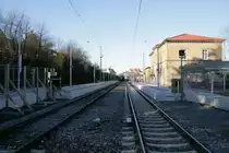 Der Bahnhof Steinsfurt vom Bahn�bergang aus fotografiert nach dem S-Bahn Umbau. Bild aufgenommen am 19.11.2009.